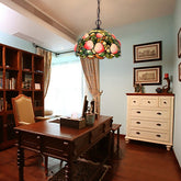 Victorian Pink Cut Glass Chandelier Pendant with 1/2/3 Lights - Elegant Bronze Finish, Ideal for Dining Room Decor - 12"/16"/20" Wide - This chandelier light is perfect for dining rooms, with a pink cut glass design and 12", 16", or 20" width options. It hangs from a Victorian peach br